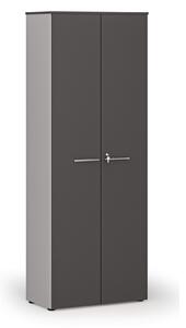 Szafa biurowa z drzwiami PRIMO GRAY, 800 x 420 x 2128 mm, szary/grafit