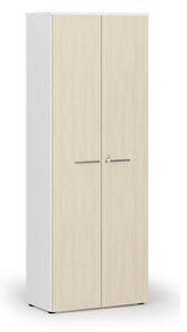 Szafa biurowa z drzwiami PRIMO WHITE, 800 x 420 x 2128 mm, biały/brzoza