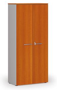 Szafa biurowa z drzwiami PRIMO GRAY, 800 x 420 x 1781 mm, szary/wiśnia