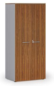 Szafa biurowa z drzwiami PRIMO GRAY, 800 x 500 x 1781 mm, szary/orzech