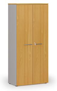 Szafa biurowa z drzwiami PRIMO GRAY, 800 x 420 x 1781 mm, szary/buk