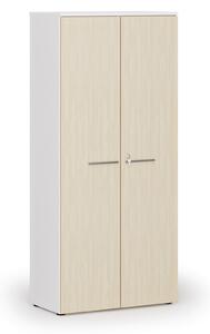 Szafa biurowa z drzwiami PRIMO WHITE, 800 x 420 x 1781 mm, biały/brzoza