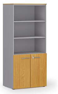 Szafa biurowa z drzwiami niskimi PRIMO GRAY, 800 x 500 x 1781 mm, szary/buk