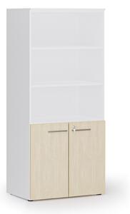 Szafa biurowa z drzwiami niskimi PRIMO WHITE, 800 x 500 x 1781 mm, biały/brzoza