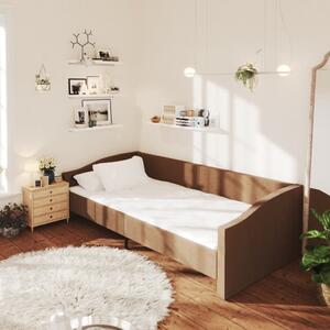 Rama łóżka, USB, brązowa, tapicerowana tkaniną, 90x200 cm