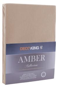 Brązowe prześcieradło DecoKing Amber Collection Cappuccino, 140/160x200 cm