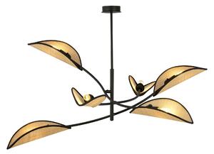 Lotus 6 Black/Rattan 1108/6 Lampa Sufitowa Żyrandol Oryginalny Design Abażury