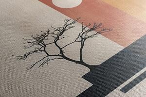 Obraz japandi drzewo z elementami abstrakcyjnymi