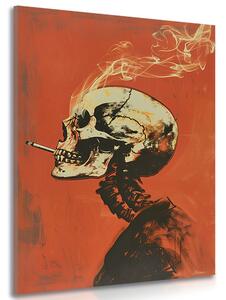 Obraz japandi szkielet z papierosem