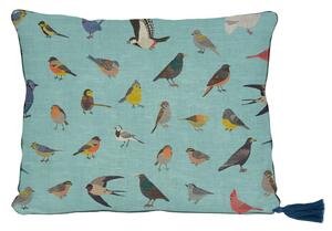 Niebieska poduszka Little Nice Things Fancy Birds, 35x50 cm