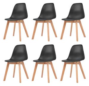 Krzesła stołowe, 6 szt., czarne, plastikowe