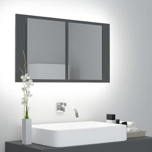 Szafka łazienkowa z lustrem i LED, szara, 80x12x45 cm, akryl