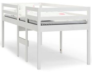 Wysokie łóżko, białe, 75x190 cm, lite drewno sosnowe