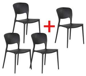 Plastikowe krzesło do jadalni EASY II 3+1 GRATIS, czarne