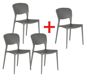 Krzesło do jadalni plastikowe EASY II 3+1 GRATIS, szare