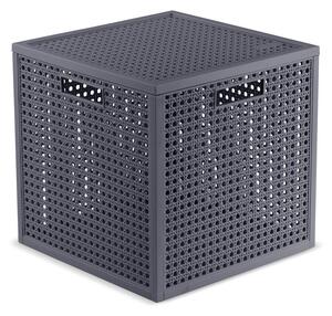Ciemnoszary pojemnik z pokrywką z plastiku z recyklingu 28x28x28 cm Kaya Cube – Curver