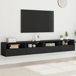 Ścienne szafki TV, 2 szt., czarne, 100x30x30 cm