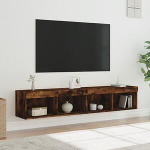Szafki TV, z LED, 2 szt., przydymiony dąb, 80x30x30 cm