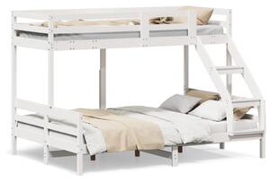 Łóżko piętrowe, 90x200/140x200 cm, białe, lite drewno sosnowe