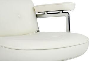 Fotel biurowy ICON PRESTIGE PLUS biały - włoska skóra naturalna, czarna podstawa