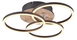 CIRCLE lampa ścienno-sufitowa czarna z dodatkiem drewna LED 27W 2700-6000K sterowanie światłem za pomocą pilota