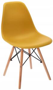 Krzesło do jadalni w stylu skandynawskim musztardowy - Huso 3X