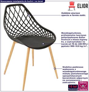 Czarne krzesło ażurowe do minimalistycznej kuchni - Kifo 3X