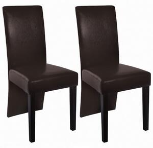 Krzesła jadalniane, 2 szt., ciemnobrązowe, sztuczna skóra