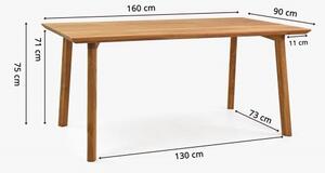 Stół z litego dębu 160 x 90 cm, Emily