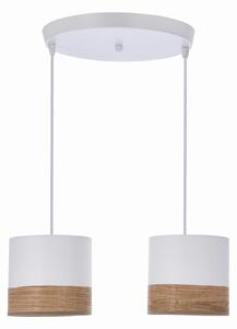 Bianco lampa wisząca biały talerz 2x40w e27 abażur biały+orzechowy