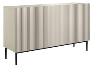 Komoda Nicole 150 cm trzydrzwiowa z ryflowanym frontem - kaszmir / czarne nóżki
