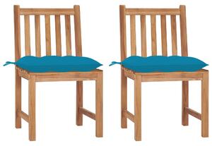 Krzesła ogrodowe z poduszkami, 2 szt., lite drewno tekowe