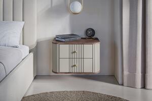 Zestaw szafek nocnych wiszących Vesper 56 cm - kaszmir / orzech / złote uchwyty
