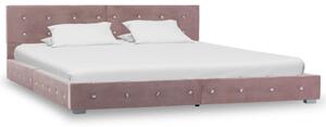 Łóżko z materacem, różowe, aksamit, 160 x 200 cm