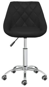 Obrotowe krzesło stołowe, czarne, obite sztuczną skórą