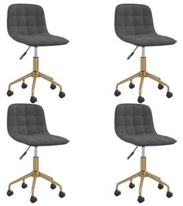 Obrotowe krzesła stołowe, 4 szt., ciemnoszare, aksamitne