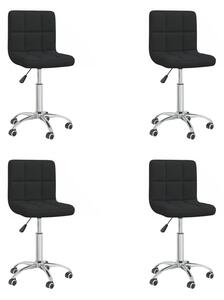 Obrotowe krzesła stołowe, 4 szt., czarne, obite tkaniną