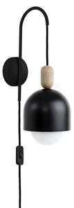 Lampa ścienna Loft Ovoi czarny strukturalny kinkiet z wtyczką i włącznikiem KOLOROWE KABLE