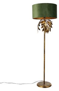 Vintage lampa podłogowa antyczne złoto z zielonym kloszem - Linden Oswietlenie wewnetrzne