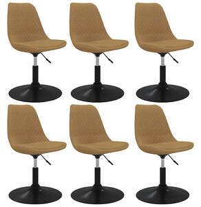 Obrotowe krzesła stołowe, 6 szt., brązowe, obite aksamitem