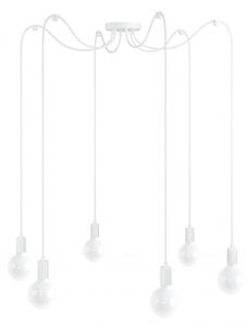 Biała lampa pająk Loft multi metal line X6 lampa wisząca KOLOROWE KABLE