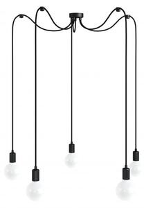 Czarna lampa pająk Loft multi metal line X5 lampa wisząca KOLOROWE KABLE