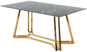 Stół prostokątny 6-osobowy KONAMI 160 x 90 cm - czarny marmur / złote nogi