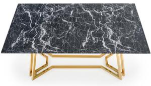 Stół prostokątny 6-osobowy KONAMI 160 x 90 cm - czarny marmur / złote nogi