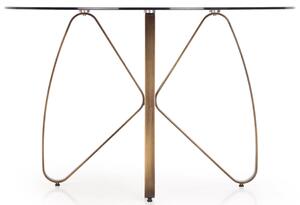 Okrągły stół LUNGO ze szklanym blatem 120 cm - brązowy / antyczny złoty
