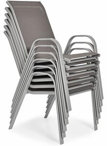 Meble ogrodowe PORTO stół i 6 krzeseł - srebrne