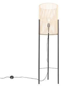 Skandynawska lampa podłogowa bambusowa - Natasja Oswietlenie wewnetrzne