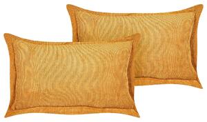 Zestaw 2 poduszek dekoracyjnych sztruks 47 x 27 cm żółty Zinnia Beliani