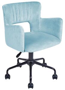 Nowoczesne krzesło biurowe welurowe jasnoniebieskie regulowana wysokość Sanilac Beliani