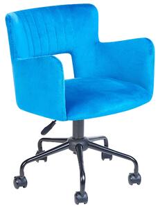 Nowoczesne krzesło biurowe welurowe niebieskie regulowana wysokość Sanilac Beliani